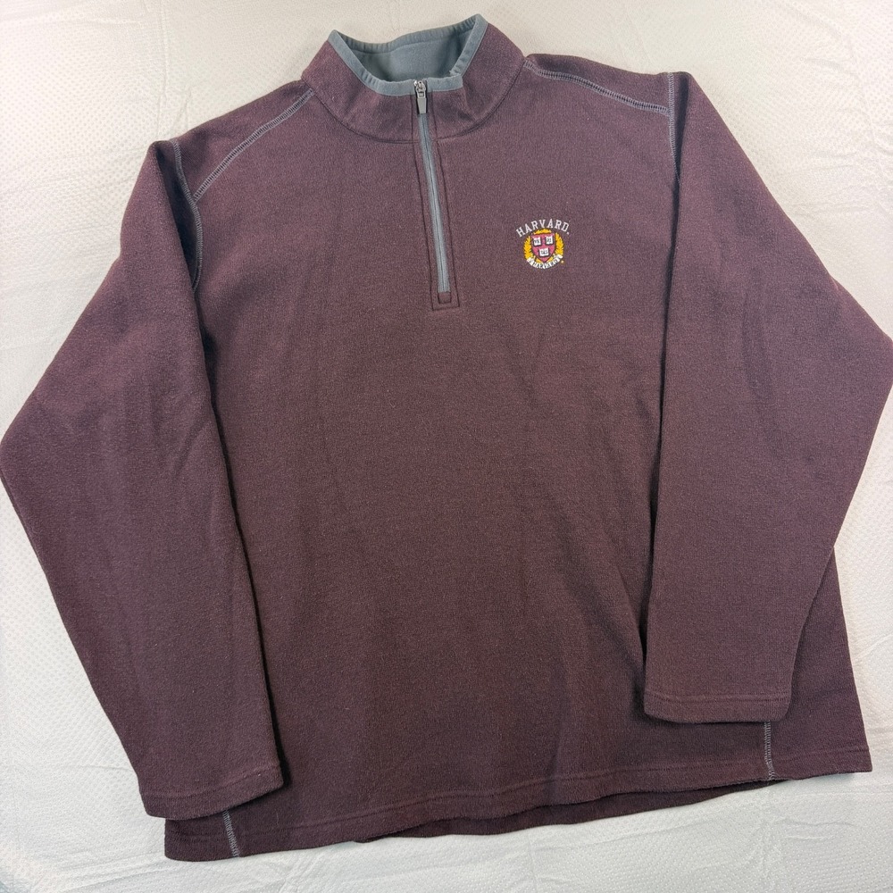 Harvard University Fleece Quarter Zip Pullover Sweater Mens XXL Maroon Crimson